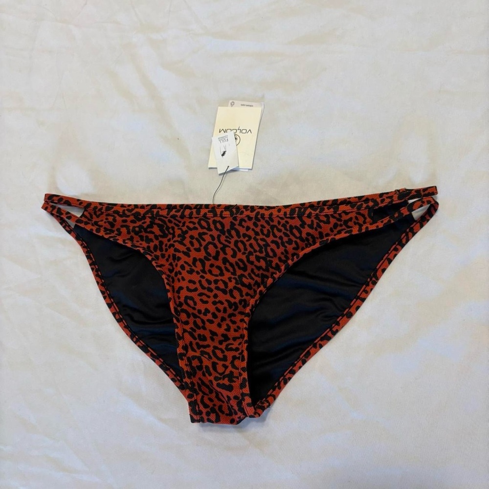 NWT Volcom Red and Black Leopard Bikini Bottom
